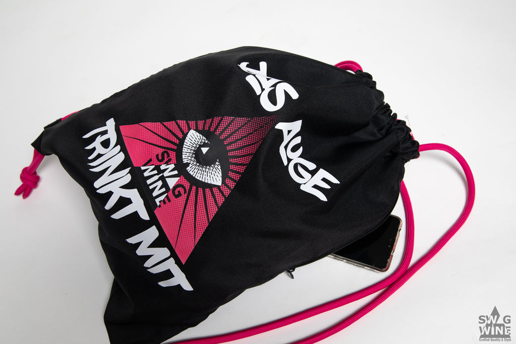 Swagwine Das Auge trinkt mit Turnbeutel Gymsac
