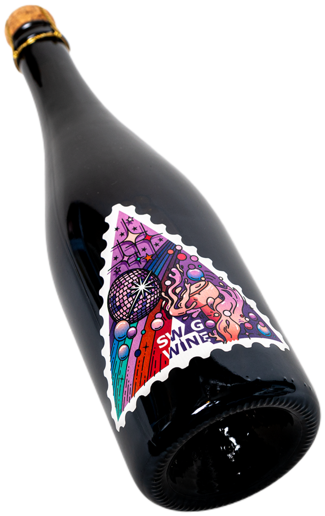 Swagwine Selection Sekt Grand Cuvée Karl May Dreiecksetikett Briefmarke Diskokugel Sektkorken Party