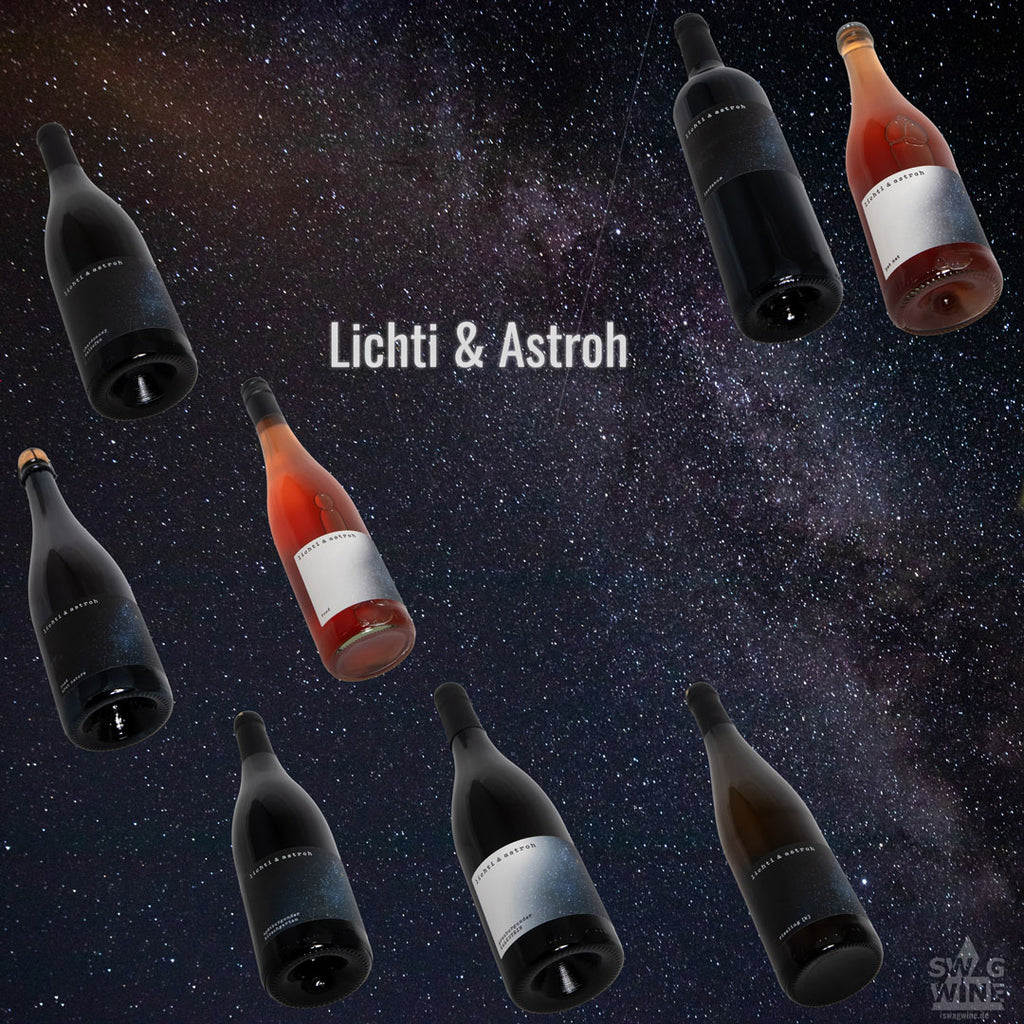 Alle Weine von Lichti und Astroh im Onlineshop bei Swagwine - Flaschen am Sternenhimmel mit Milchstrasse
