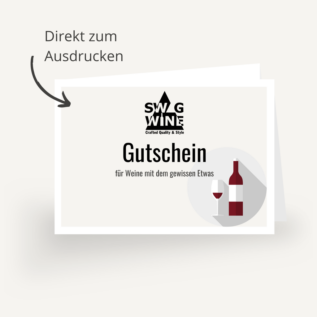 Bil des Swagwine Geschenkgutscheins bei dem man den Betrag selbst wählen kann