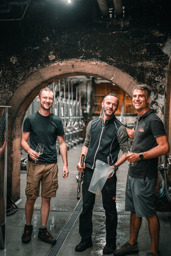 Weingut Spindler Winzer im Weinkeller Forst Pfalz - traditionelle Riesling Herstellung