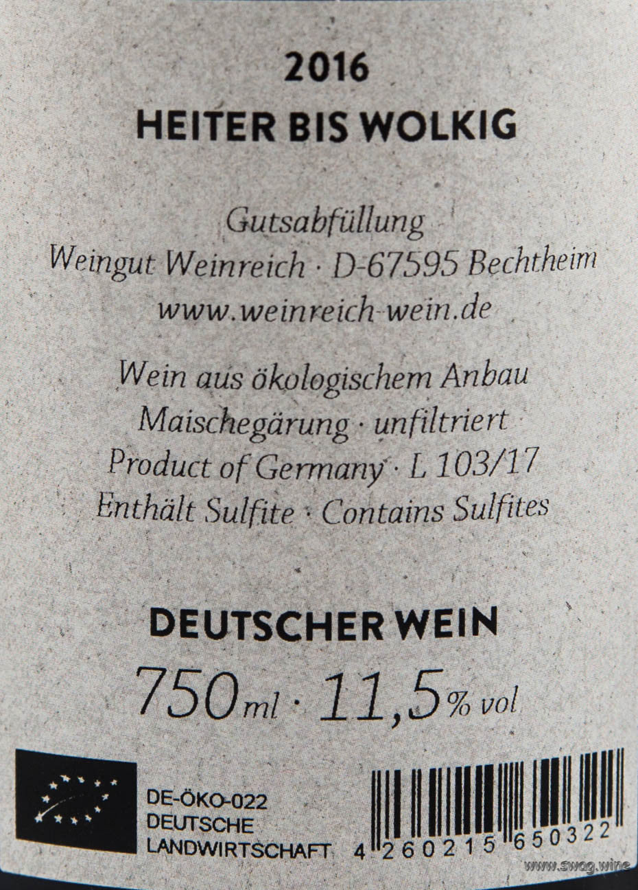 Heiter bis Wolkig Natürlich Weinreich Weinreich Naturwein Rheinhessen Swagwine