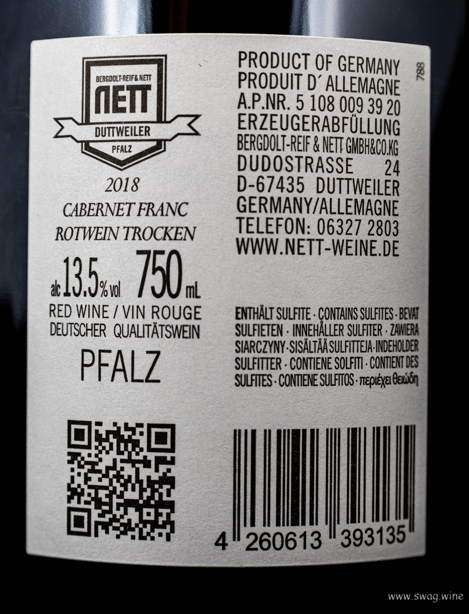 Berdoldt-Reif & Nett Cabernet Franc Edition Pfalz Swagwine