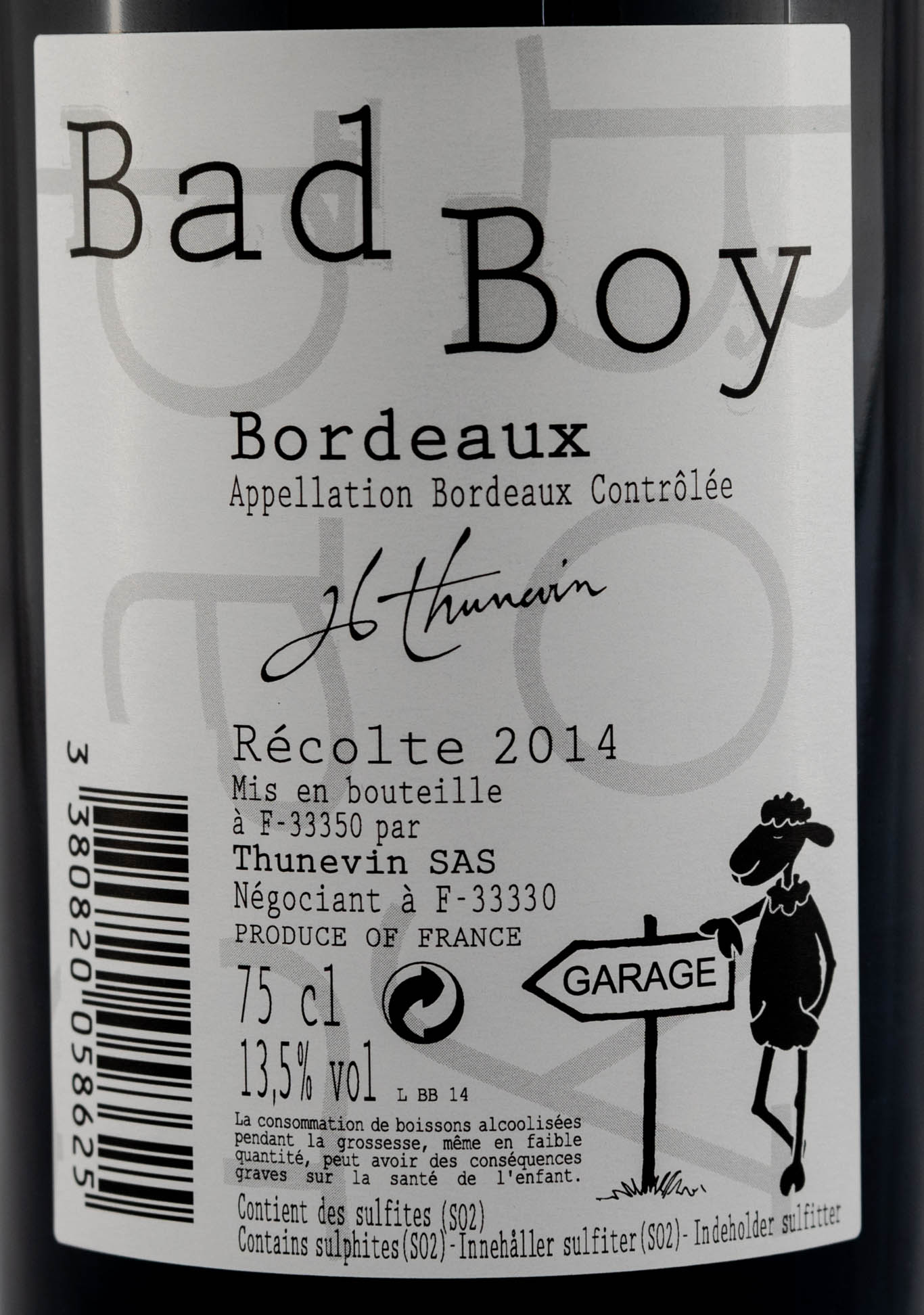 Thunevin Bad Boy Bordeaux Saint Emilion Cuvee Merlot Cabernet Sauvignon Mouton Noir Schwarzes Schaf Garagenwein swagwine