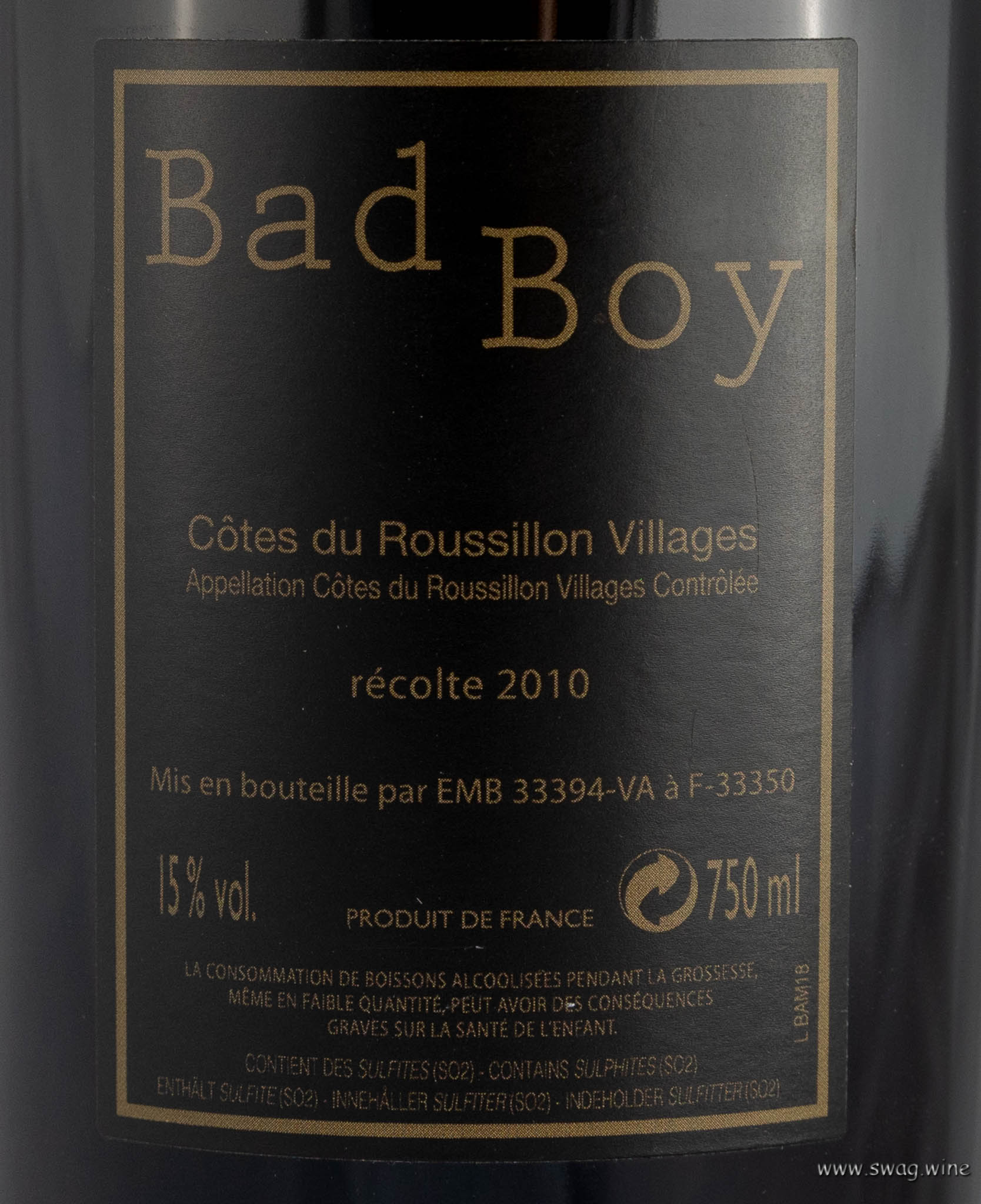Bad Boy Gold Cote du Roussillon Village Grenache Syrah Carignan Cuvee Thunevin Rotwein Frankreich