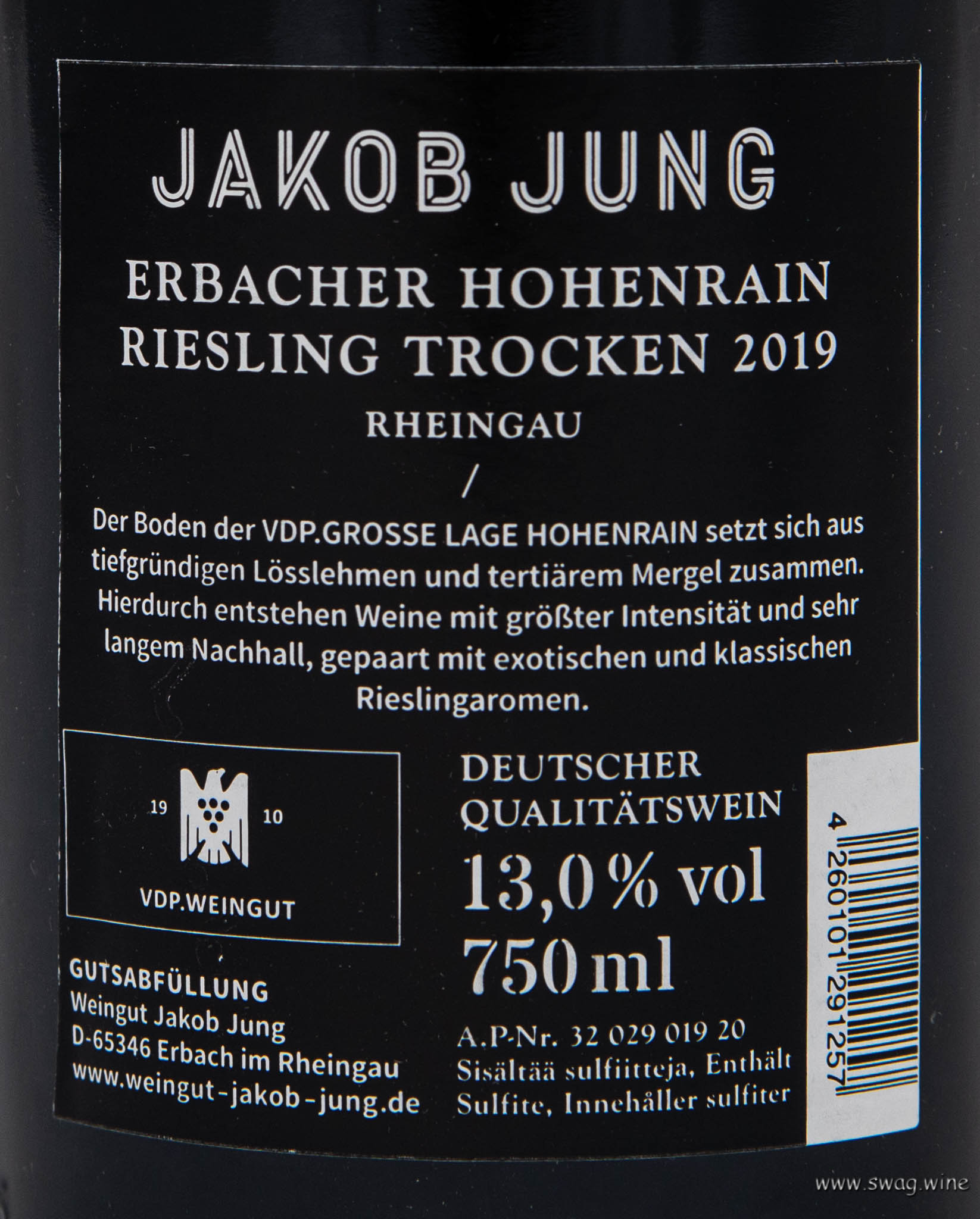Erbacher Hohenrain Riesling GG Weingut Jakob Jung Rheingau Poker Wein Karten Full House Royal Flush Ass Eberbach VDP Winzer Alexander Johannes