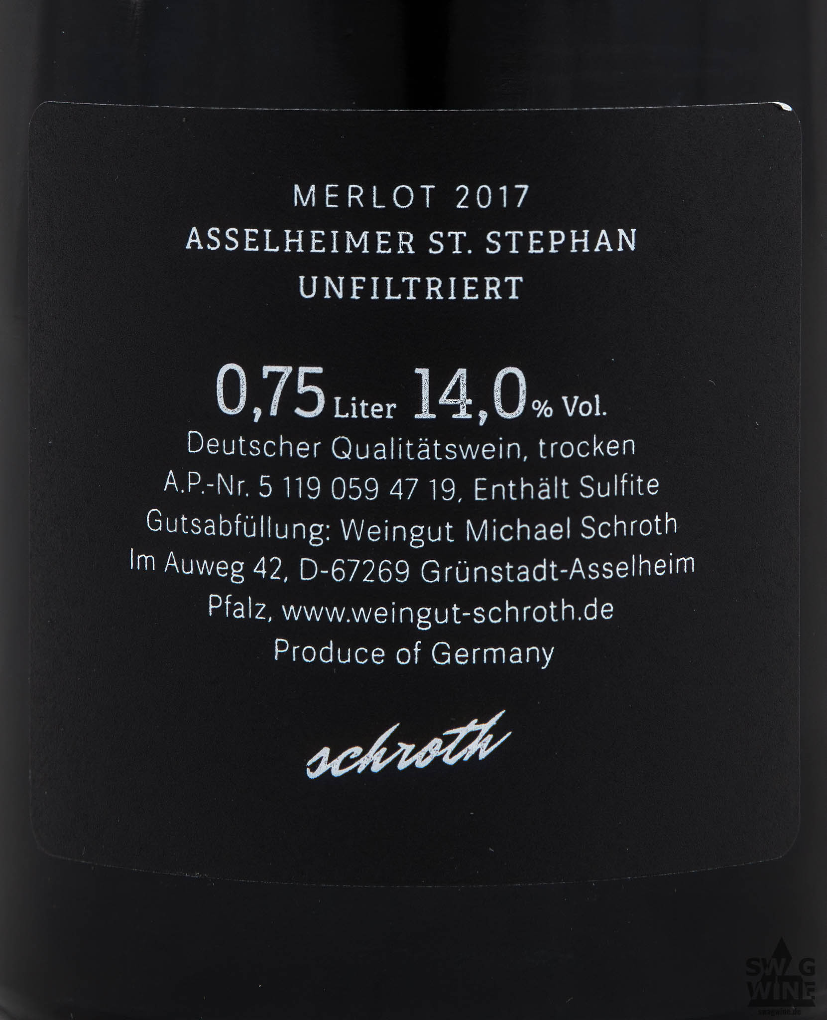 Merlot St. Stephan Michael Schroth Rotwein Pfalz Hand