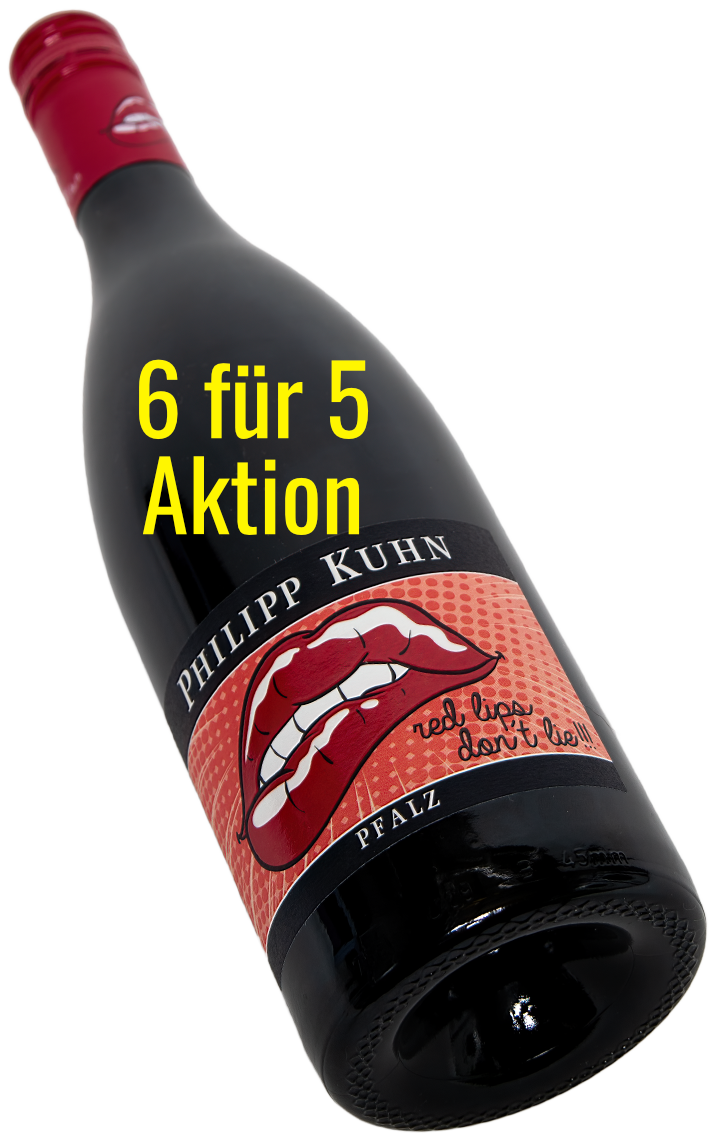 Philipp Kuhn Red Lips don't lie Pfalz Rotwein Bordeaux Blend Swagwine Rote Lippen Thorsten Kiss  Cuvee  6 für 5 Aktion Versandkostenfrei Rabatt Angebot