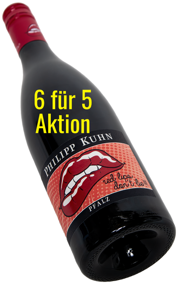 Philipp Kuhn Red Lips don't lie Pfalz Rotwein Bordeaux Blend Swagwine Rote Lippen Thorsten Kiss  Cuvee  6 für 5 Aktion Versandkostenfrei Rabatt Angebot