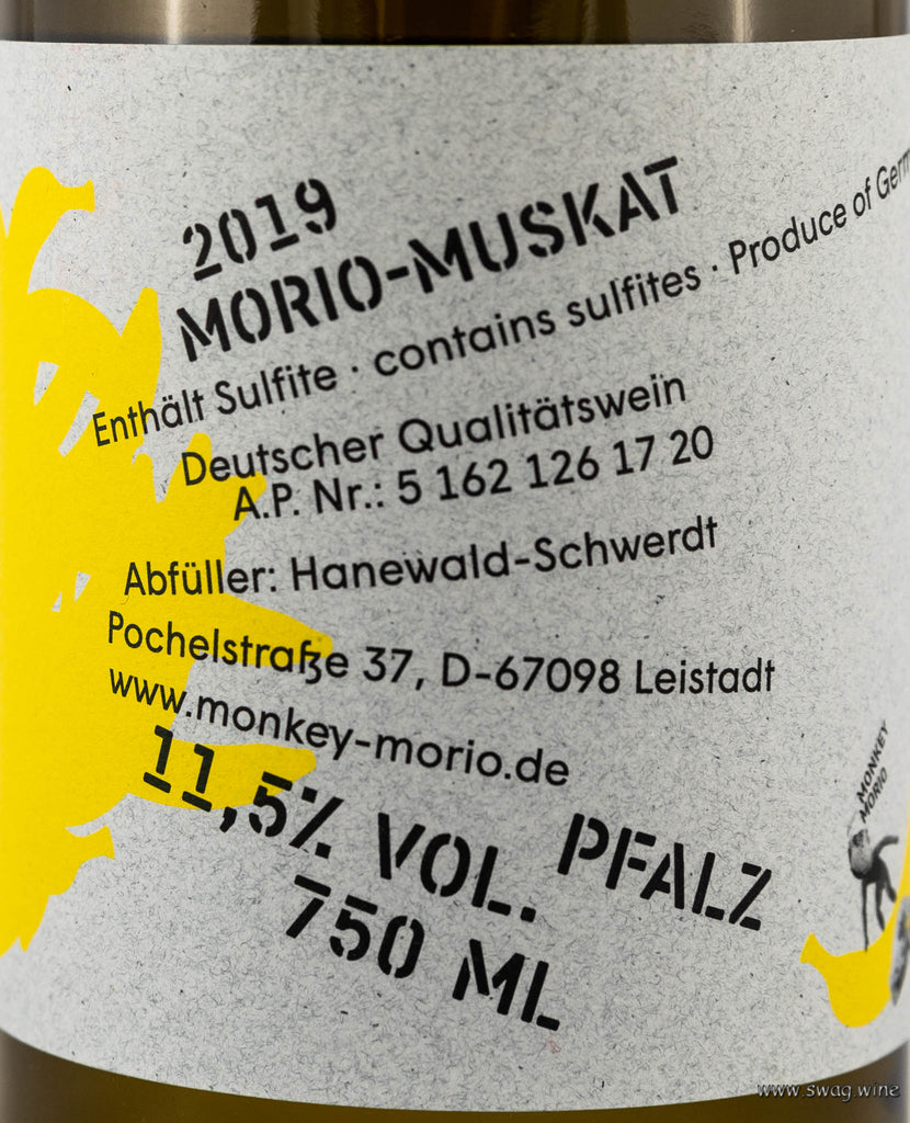 Monkey Morio von Hanewald-Schwerdt aus der Pfalz - Rückenetikett