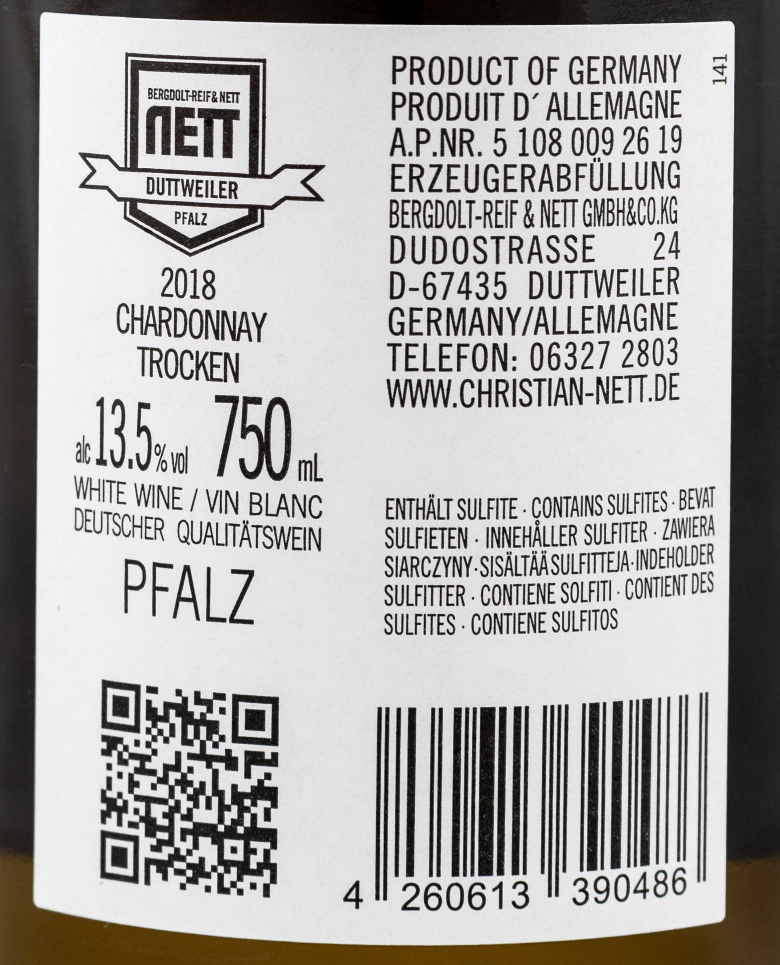 Berdoldt-Reif & Nett Nettswerk Chardonnay Barrique Pfalz Swagwine
