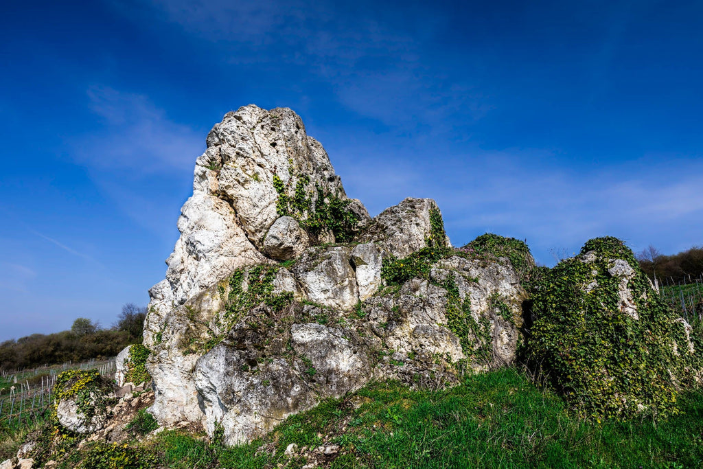 Weingut Schwedhelm Zellertal Wotanfels vor blauem Himmel